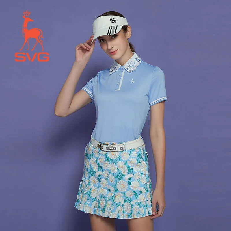 SVG Golf Cutout Embroidered Lapel Polo