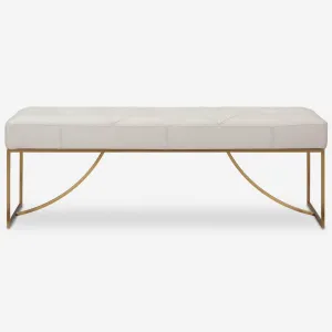 Swale Ivory Leather Bench