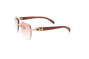 SWAROVSKI Crystal, 24KT Gold & Brown Wood Sunglasses, Gradient Brown Lenses