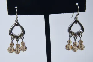 Swarovski - Silver Tone Crystal Bead Dangle Earrings