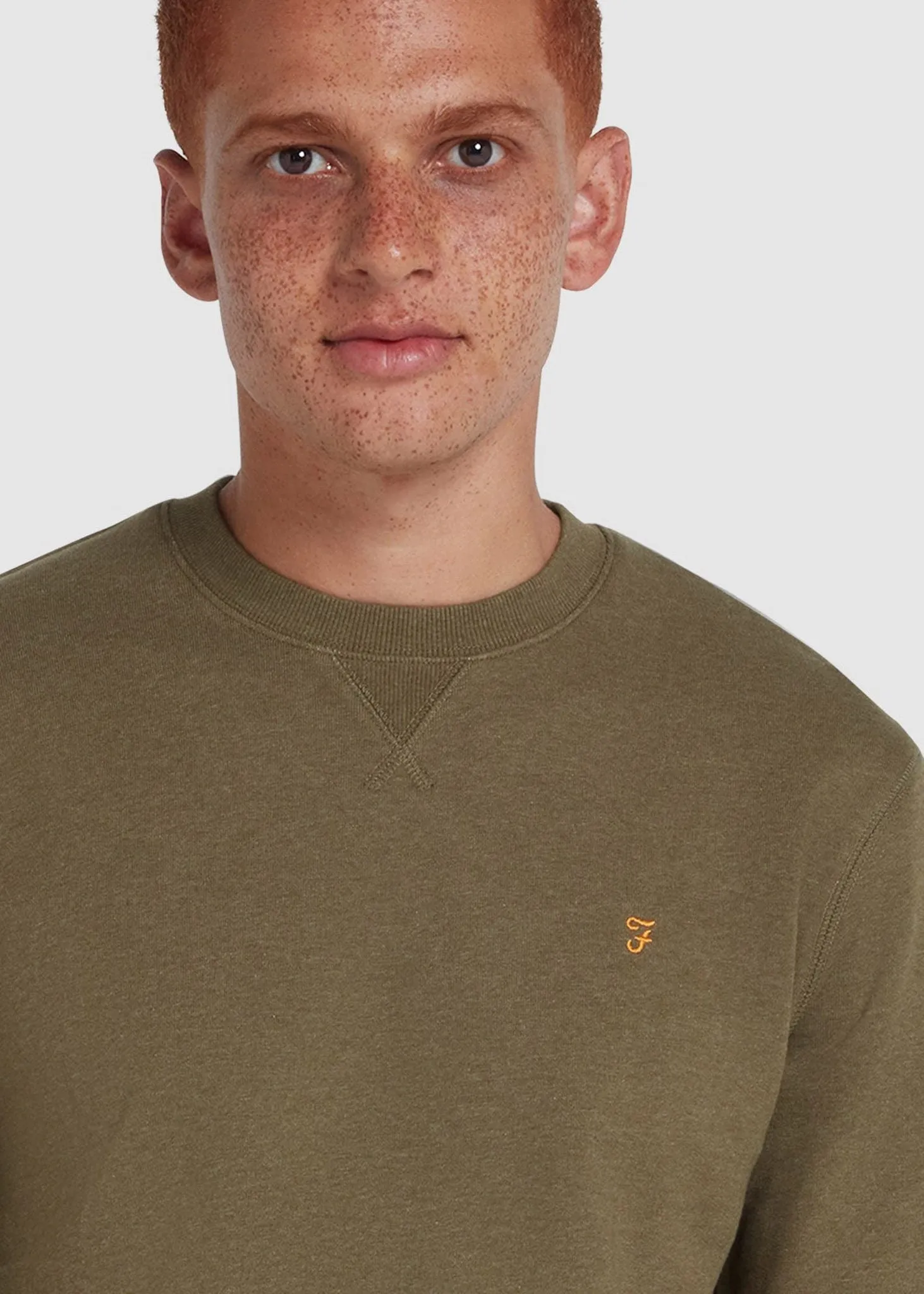 Sweatshirt tim new crew - farah khaki marl