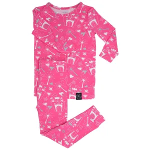 Sweet Bamboo Long Sleeve & Long Pant Pajamas In CASTLE Pattern