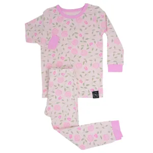 Sweet Bamboo Long Sleeve & Long Pant Pajamas In RED ROSES Pattern