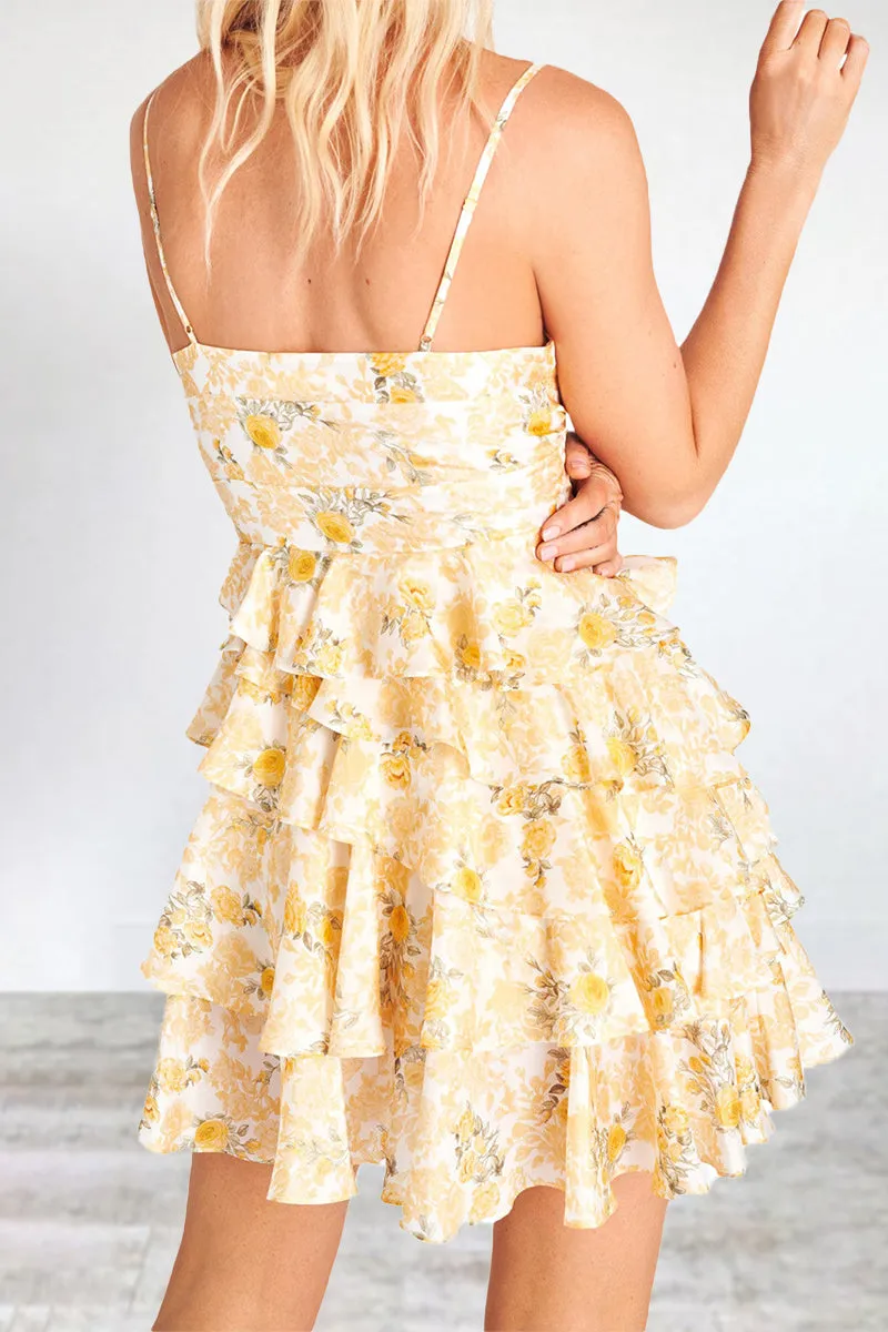 Sweet Elegant Floral Backless Cake Skirt Dresses