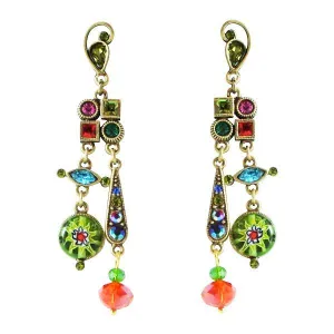 Sweet Romance Millefiori Candy Glass Beads & Crystals Pierced Earrings