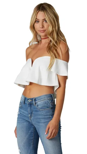 Sweetheart Flutter Crop White