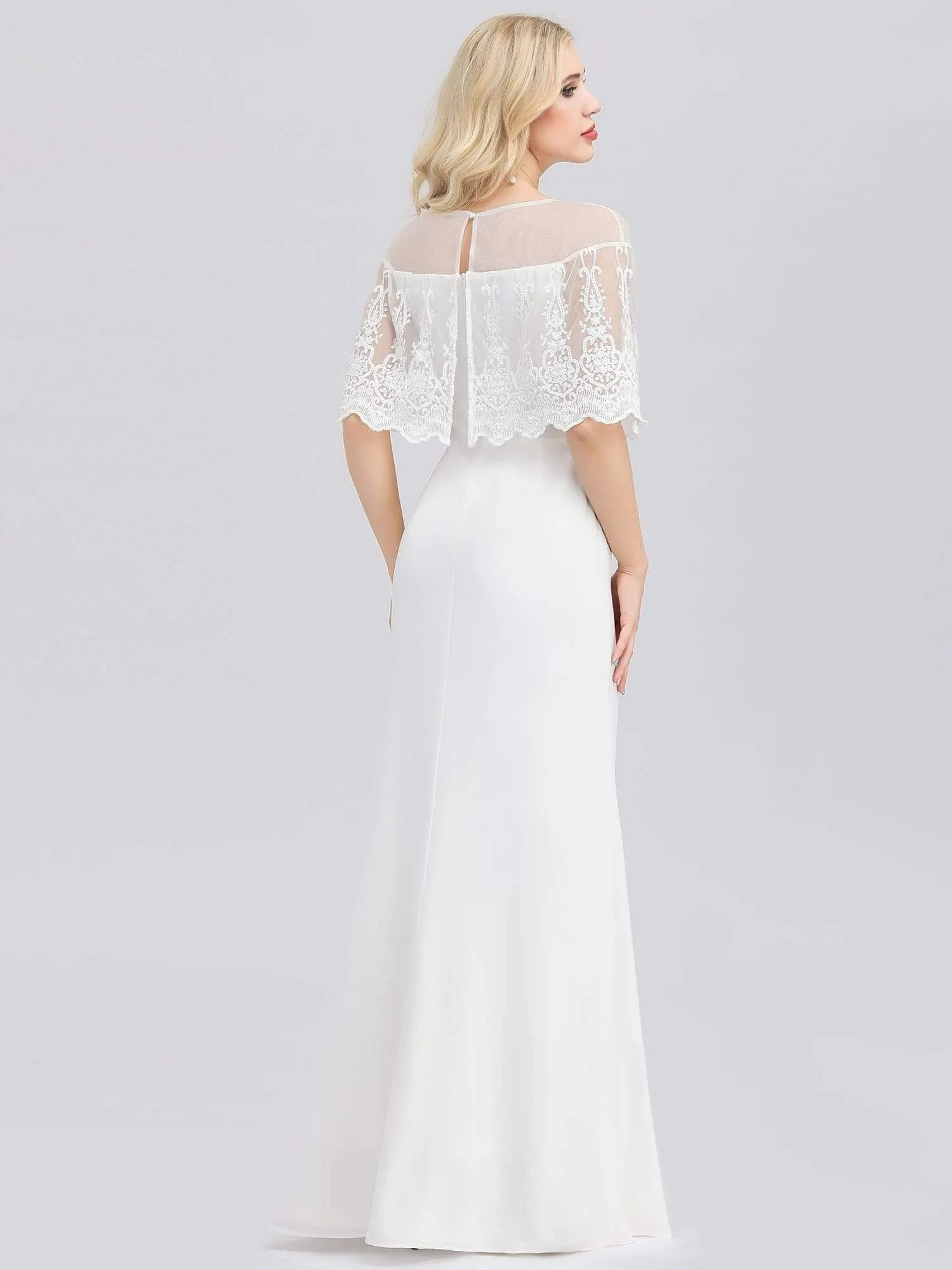 Sweetheart Illusion Neckline Wedding Dress With Ruffle Sleeves