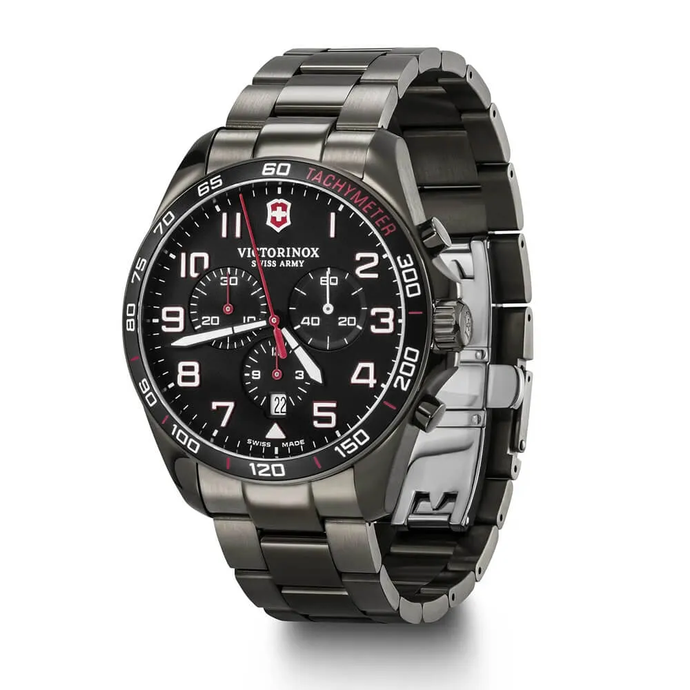 Swiss Army FieldForce Sport Chrono Black Dial Black Stainless Steel Men's Watch 241890