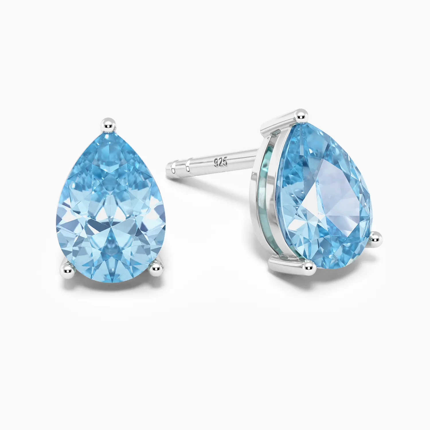 Swiss Blue Topaz Pear Cut Stud Earrings in Sterling Silver - Irosk Australia ®