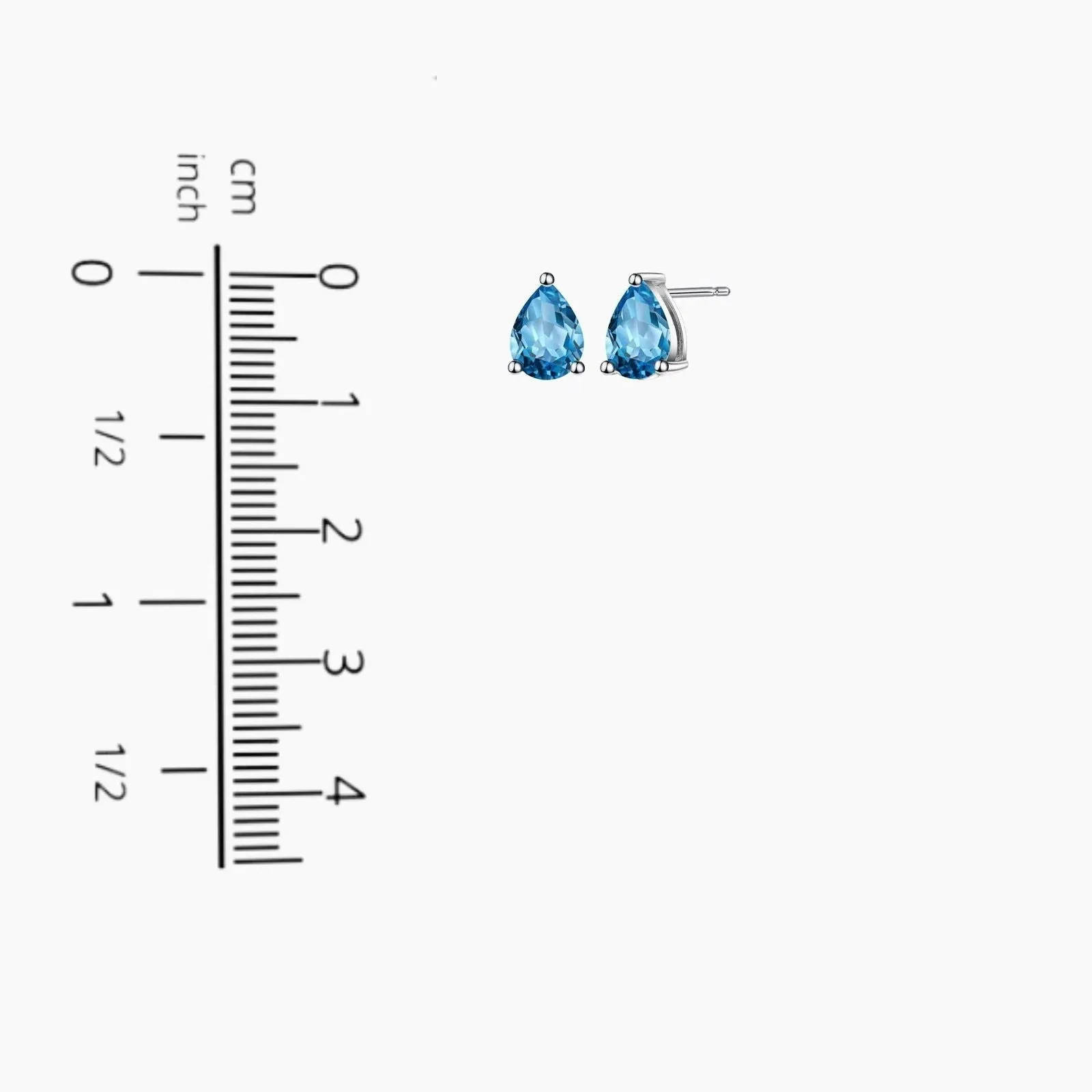 Swiss Blue Topaz Pear Cut Stud Earrings in Sterling Silver - Irosk Australia ®