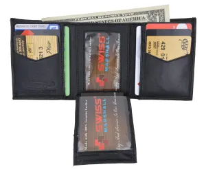 Swiss Marshal Men's Trifold Genuine Leather Center Flap Credit Card ID Holder Wallet SM-P2855