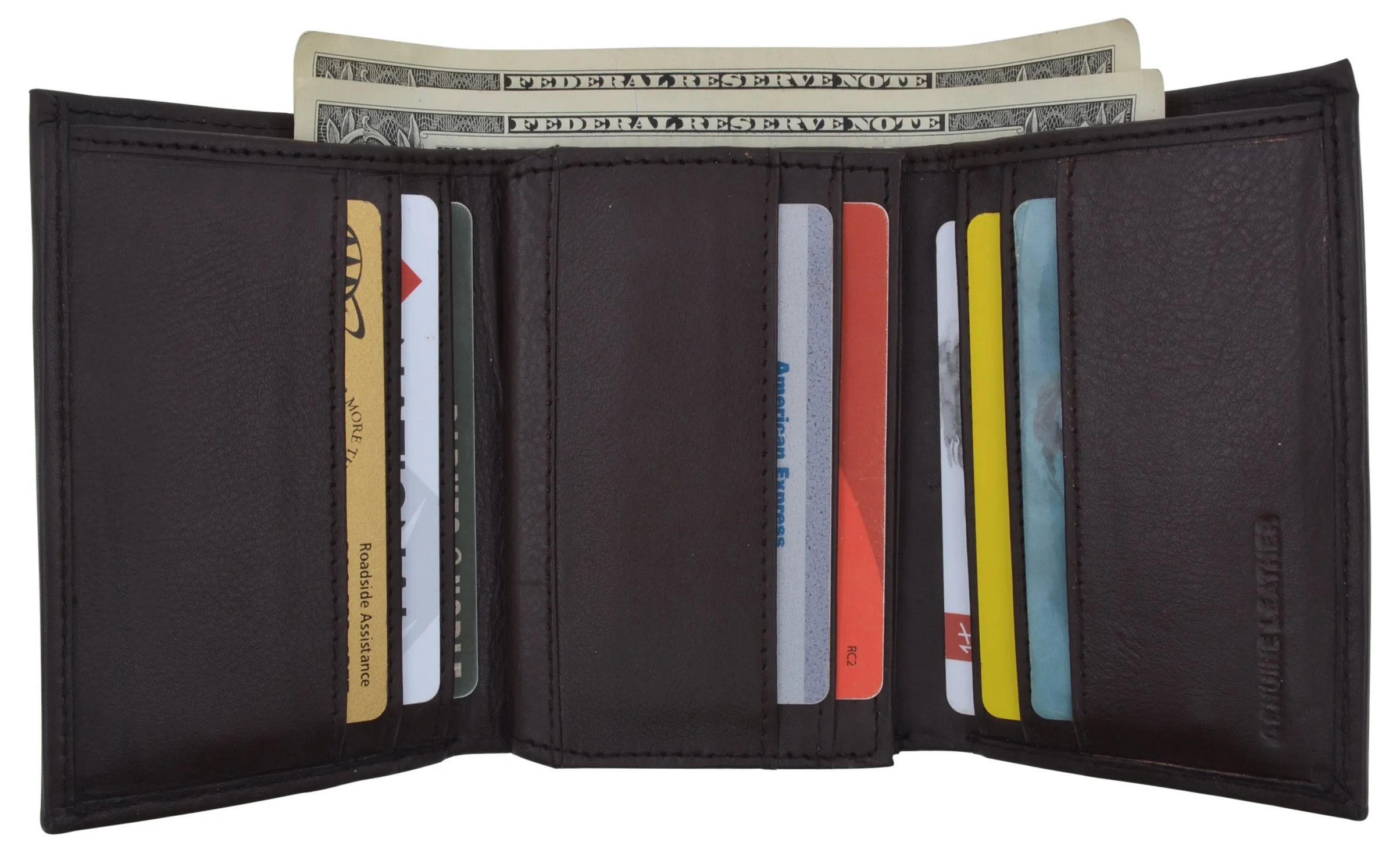 SWISS MARSHALL Top Grain Leather Trifold Wallet for Men RFID Blocking Extra Capacity