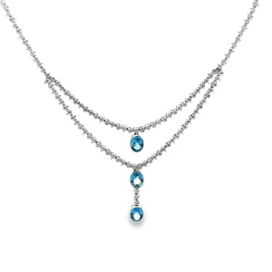 Swiss Topaz Diamond Gold Double-Layer Necklace