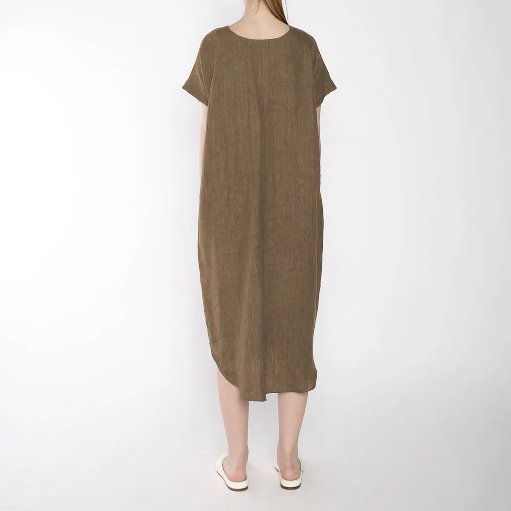 Szeki Signature Linen T-Shirt Reversible Maxi Ash Brown