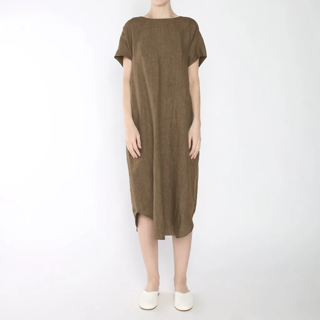 Szeki Signature Linen T-Shirt Reversible Maxi Ash Brown