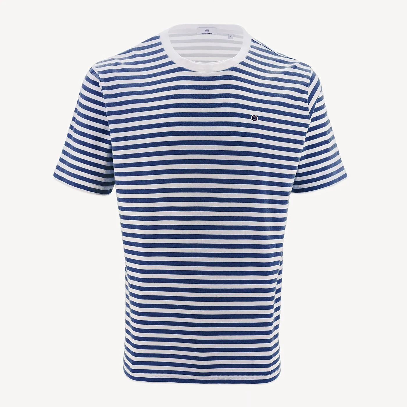 T-shirt en coton rayé bleu