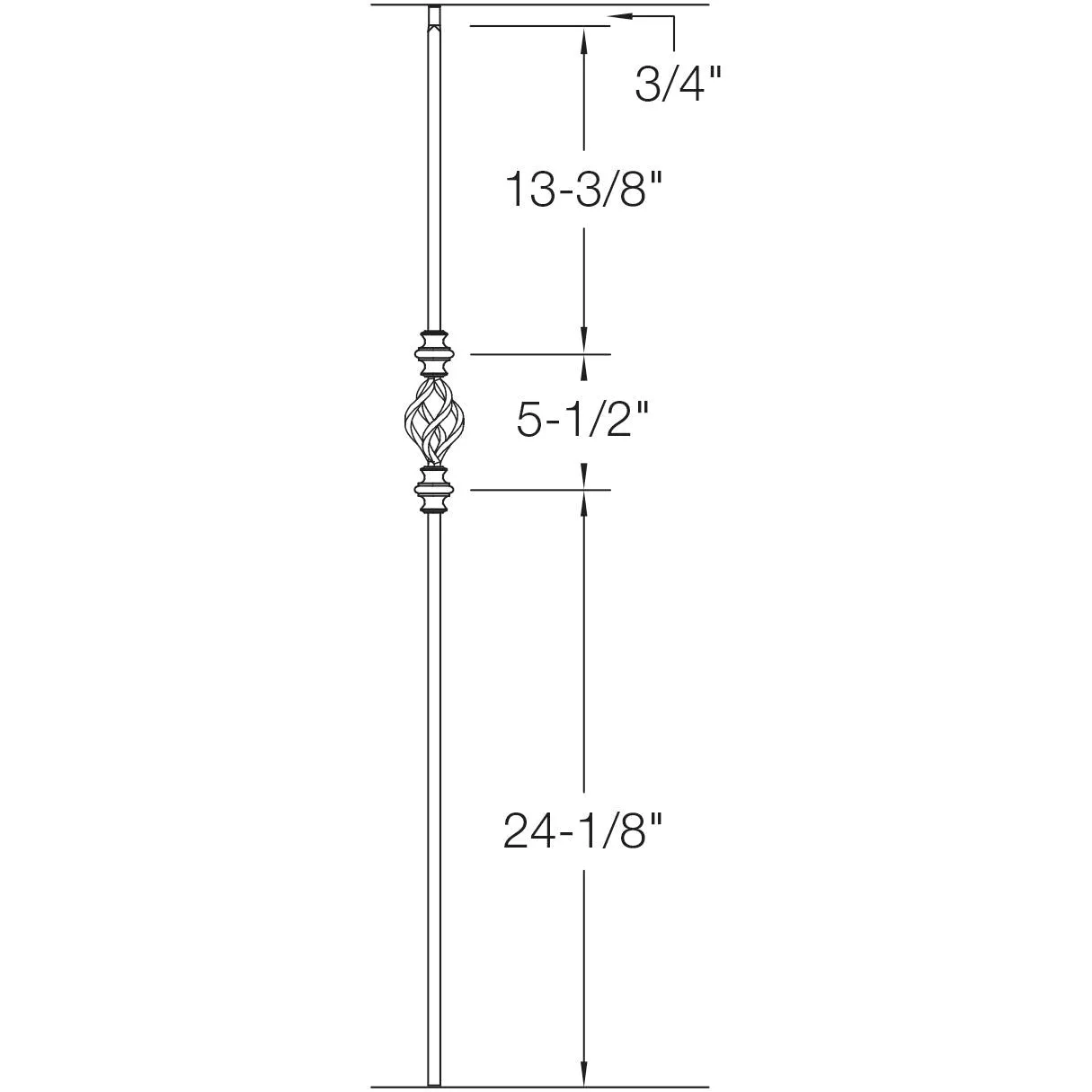 T62 | Iron Baluster | Basket with Knuckles | 1/2" x 44"