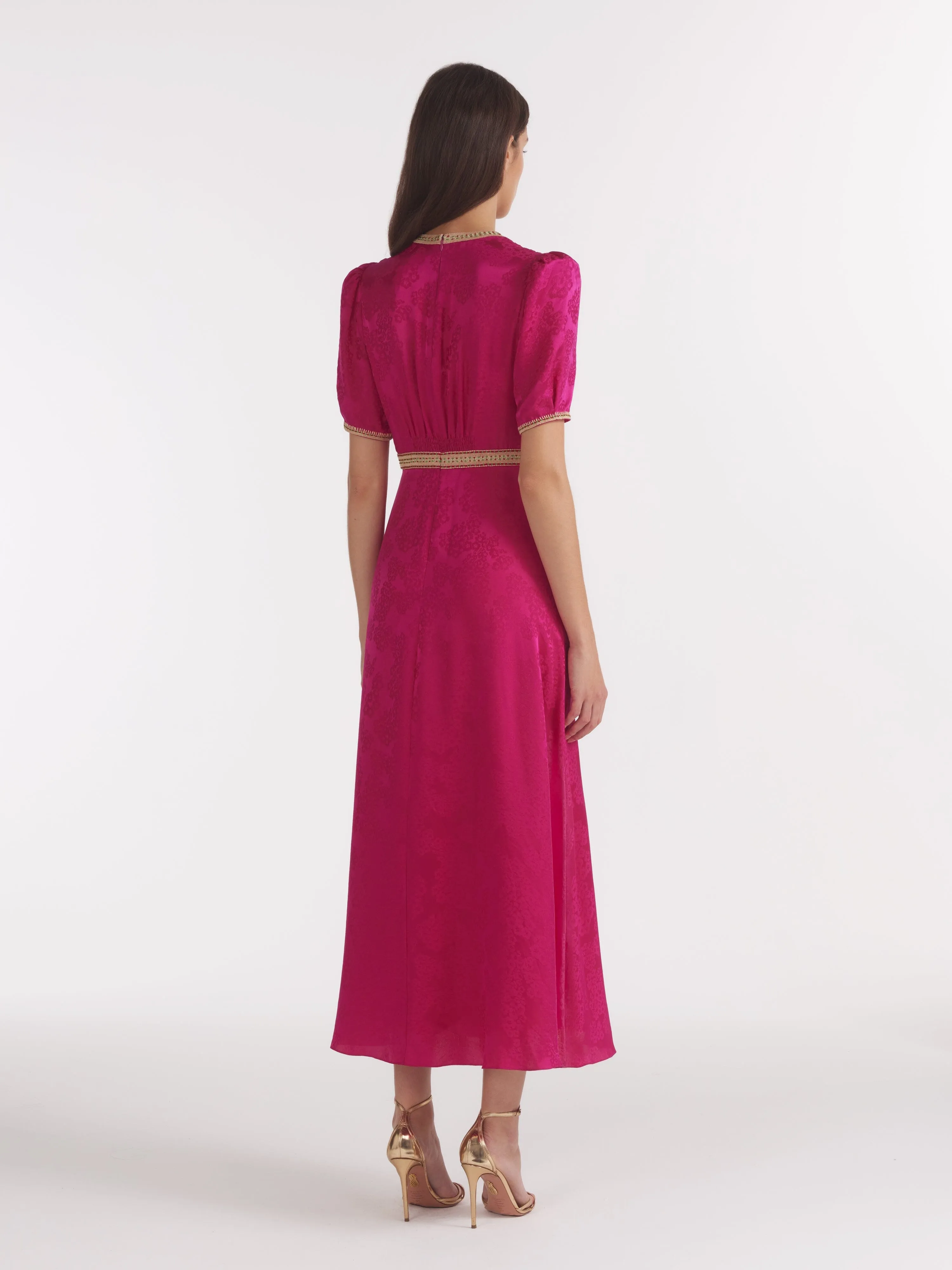 Tabitha Dress in Bright Azalea Ornate