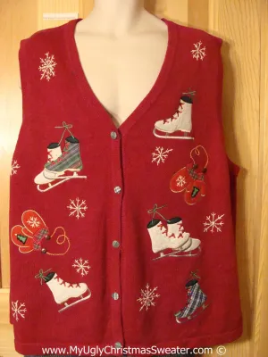 Tacky Christmas Sweater Vest Skates Mittens Wms / Mens XXXL (f1211)