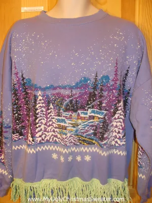 Tacky Christmas Sweatshirt Purple 2sided Winter Wonderland