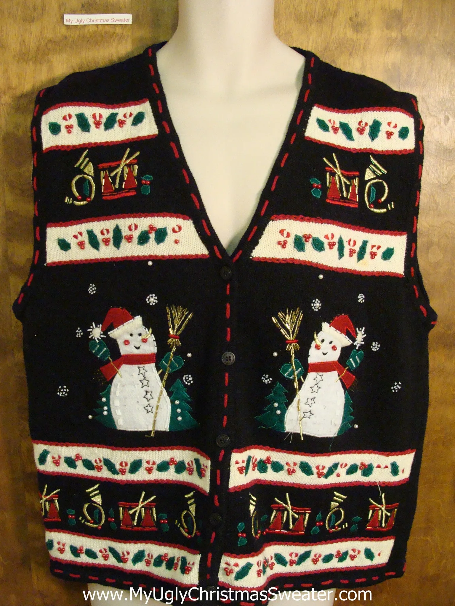 Tacky Snowman Themed Cute Xmas Sweater Vest