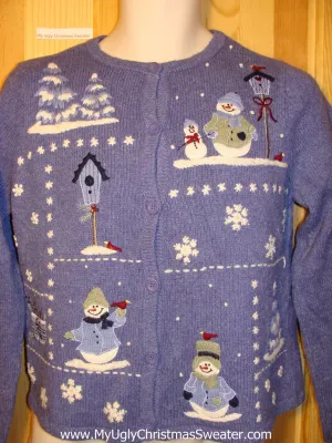 Tacky Ugly Christmas Sweater Blue Night Sky Winter Wonderland (f231)