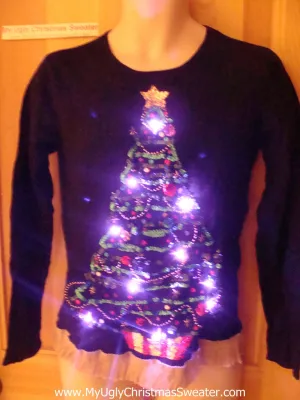 Tacky Ugly Christmas Sweater with Lights and Fringe (g37)