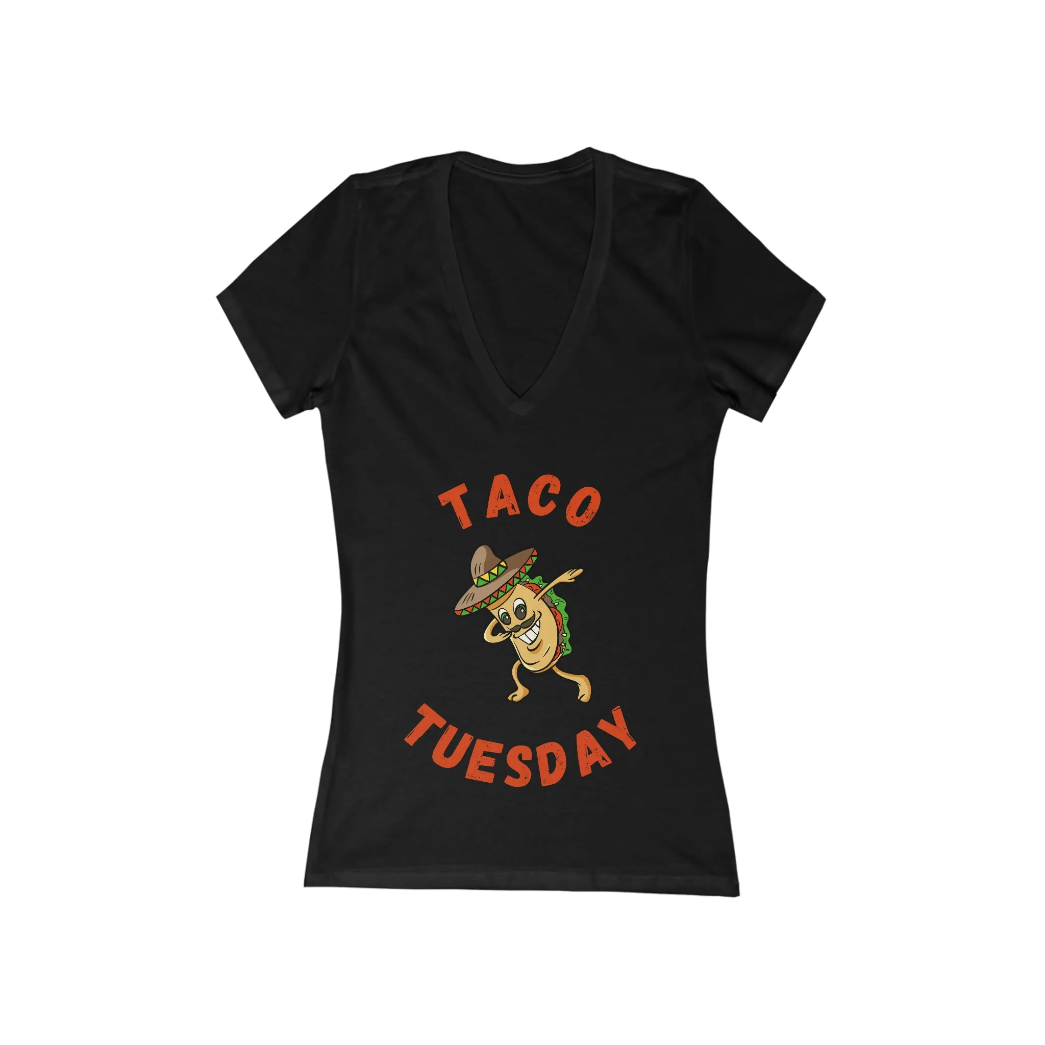 TACO TUESDAY Women's Jersey Short Sleeve Deep V-Neck Tee