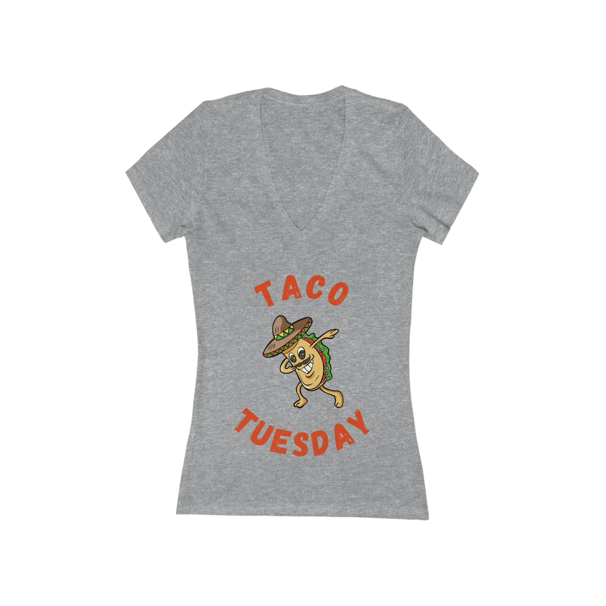 TACO TUESDAY Women's Jersey Short Sleeve Deep V-Neck Tee