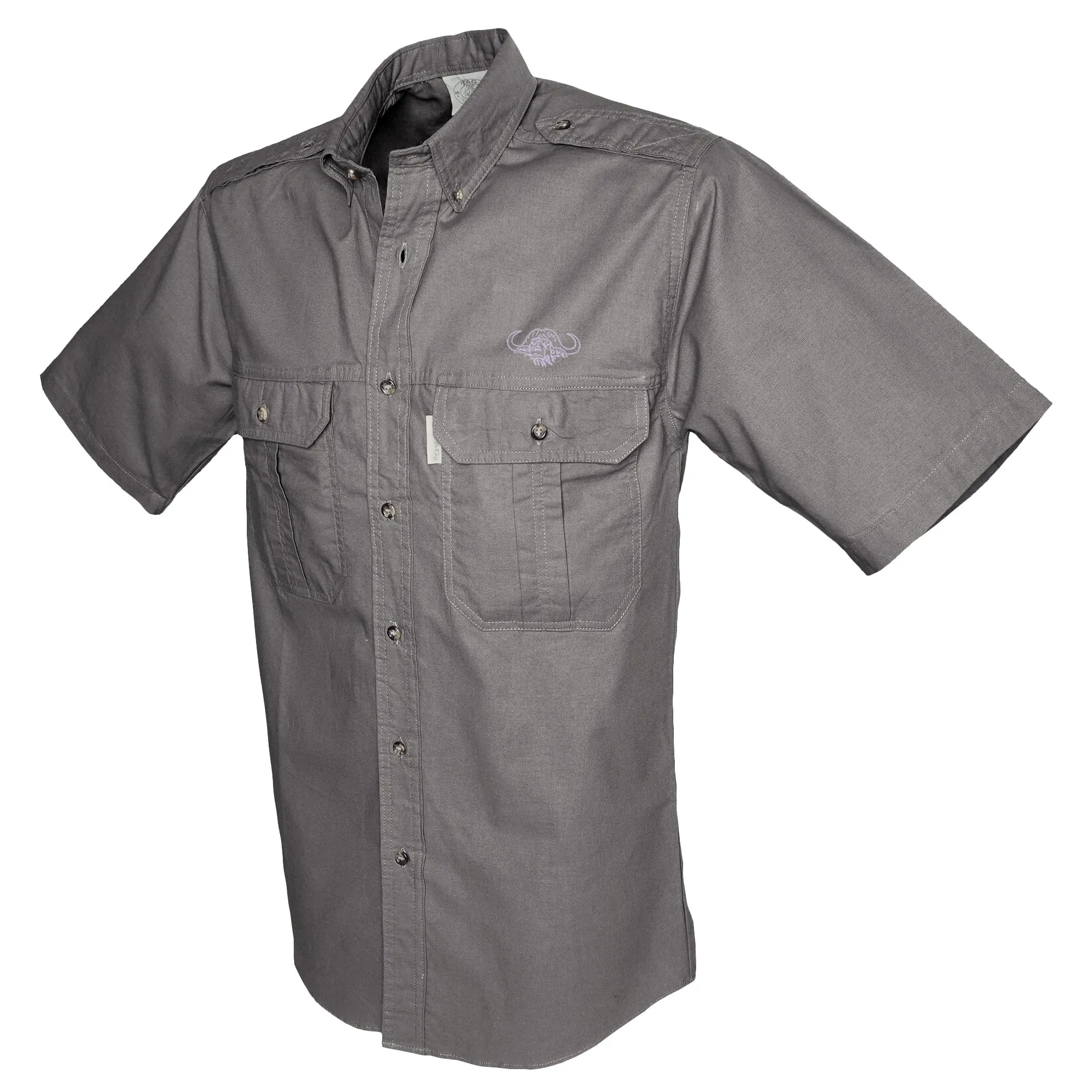 TAG Safari Men's Buffalo Logo Trail Short Sleeve Shirt w Chest Pockets