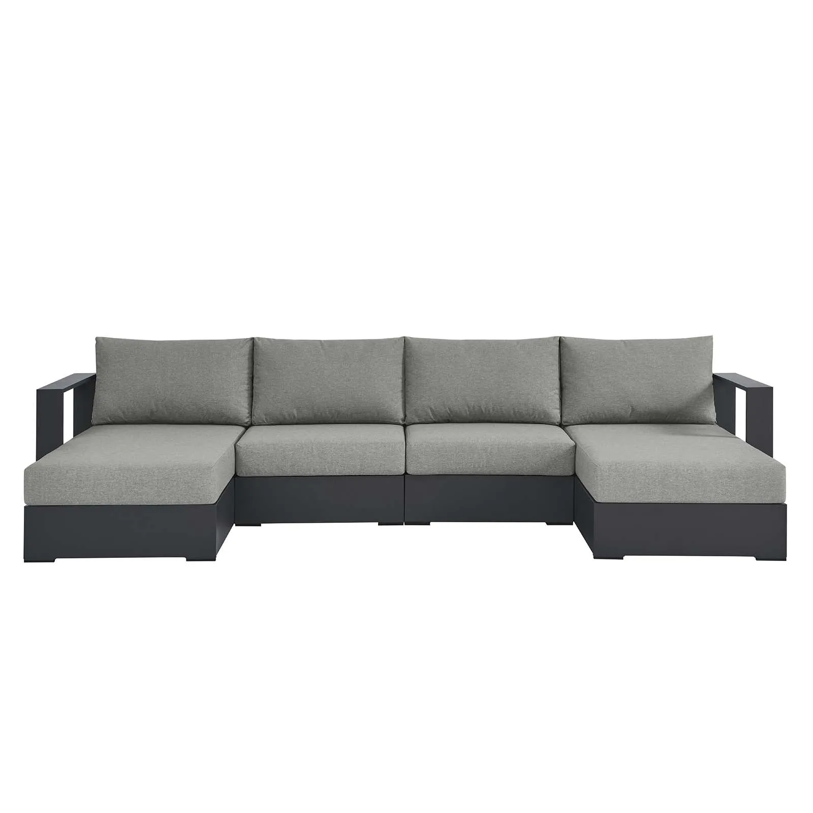 Tahoe Outdoor Patio Powder-Coated Aluminum 4-Piece Sectional Sofa Set