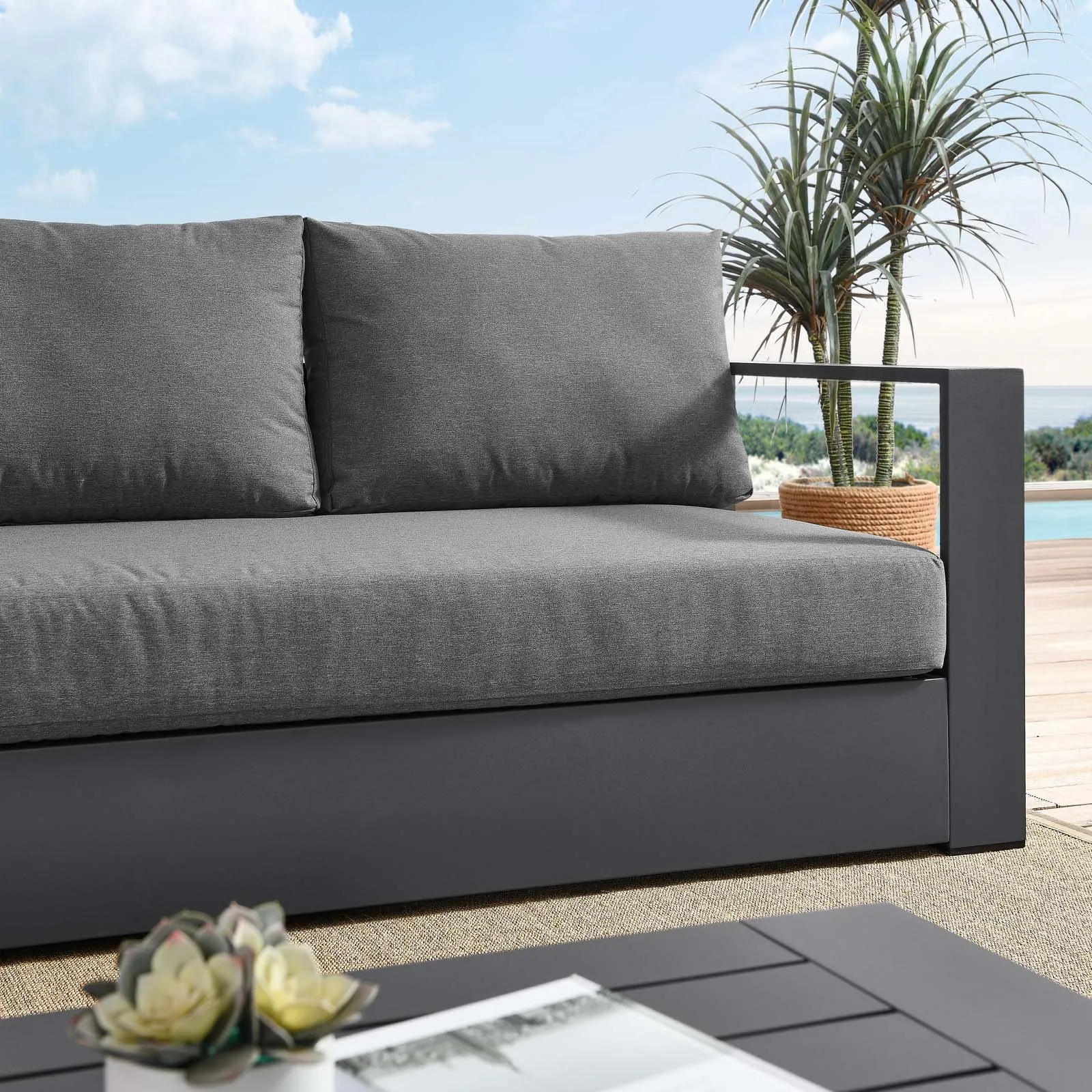 Tahoe Outdoor Patio Powder-Coated Aluminum Sofa