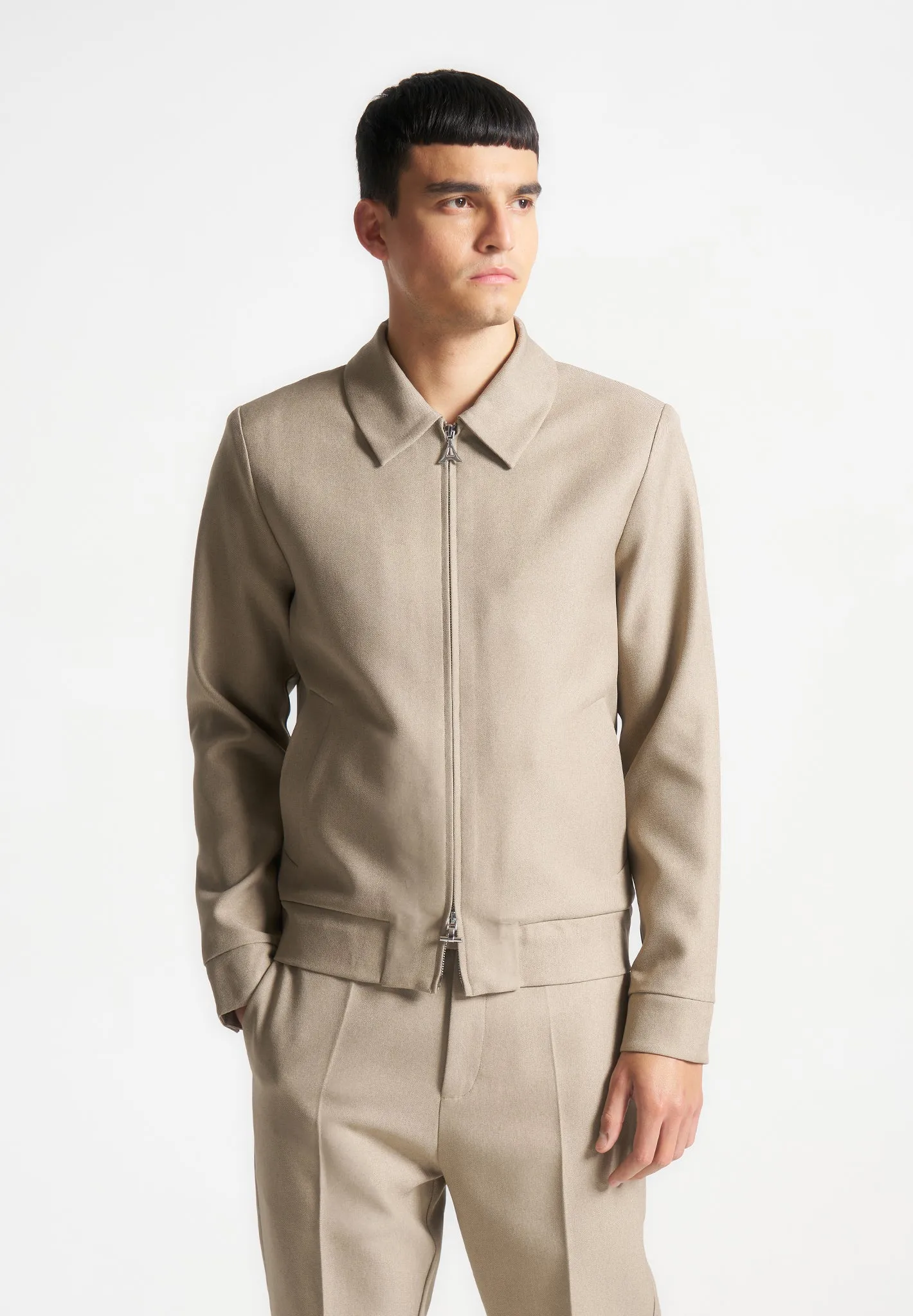 Tailored Harrington Jacket - Beige