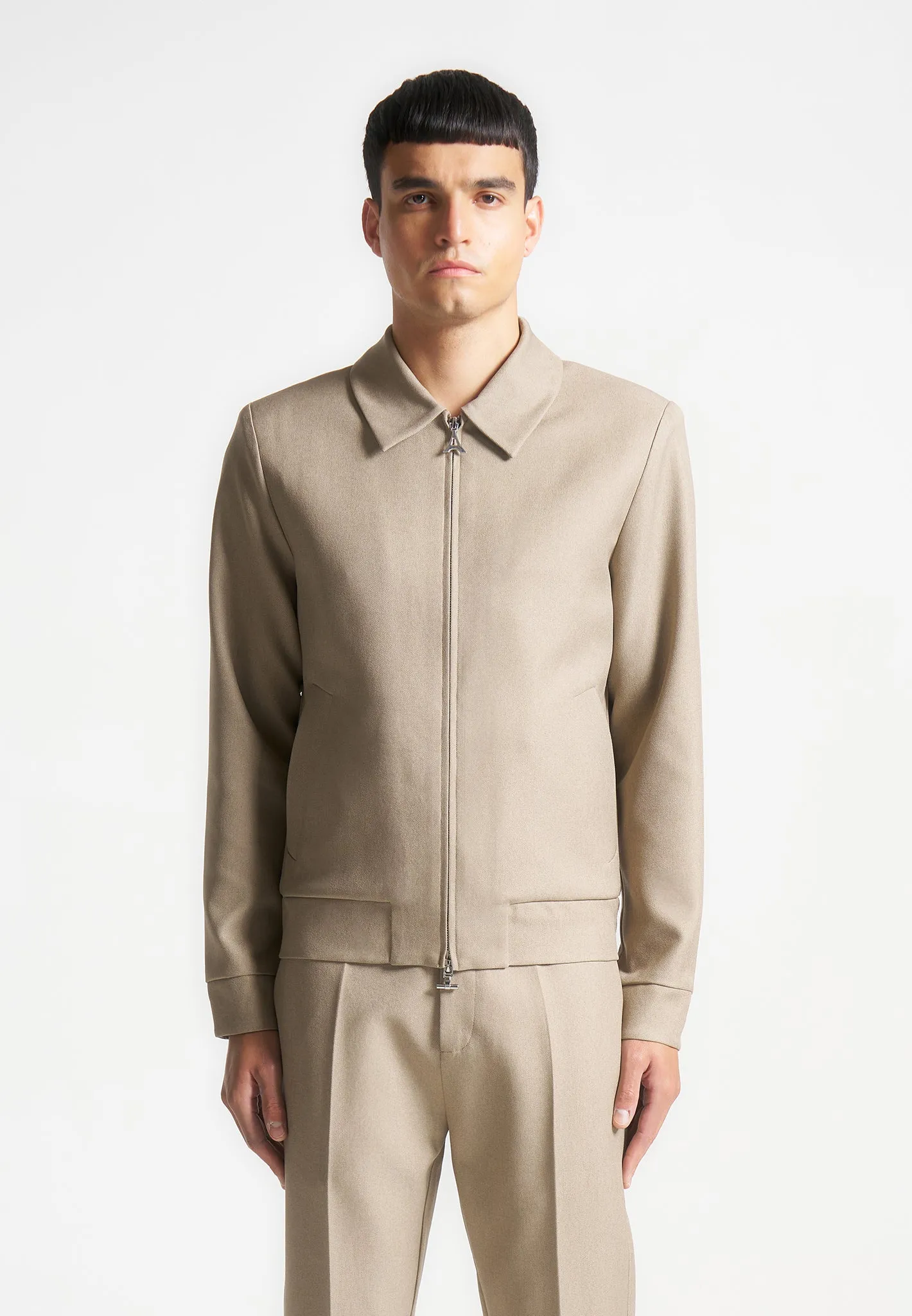 Tailored Harrington Jacket - Beige