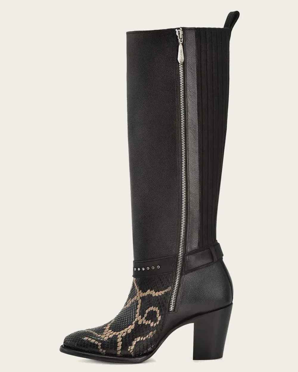 Tall black exotic boot