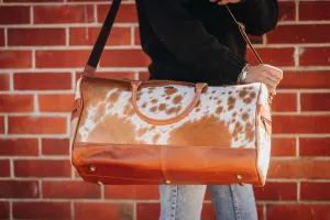 Tan Cowhide Leather Duffel Bag