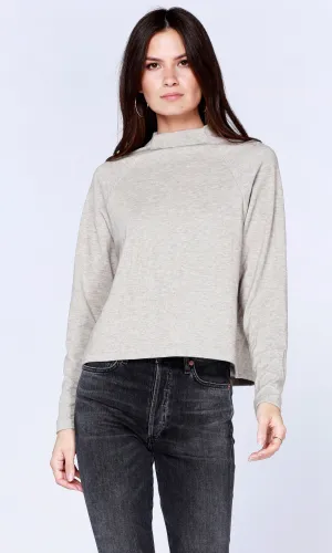 Tan Cropped Mock Neck Raglan Top