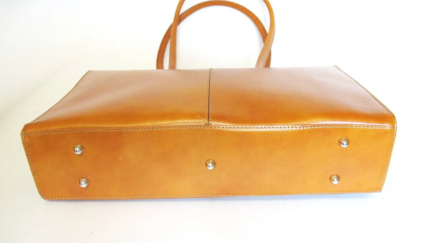 Tan Smooth Calf Leather Handbag Made In Italy Laptop Tablet Bag