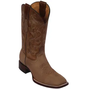 Tan Wide Square Toe Western Boots