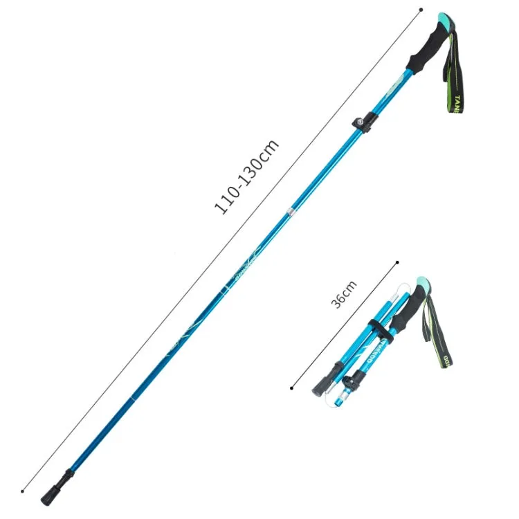 TANERDD TR-D0001 Trekking Poles Aluminum Alloy Folding Outdoor Handrails Trekking Walking Sticks(Long Model (Sky Blue))