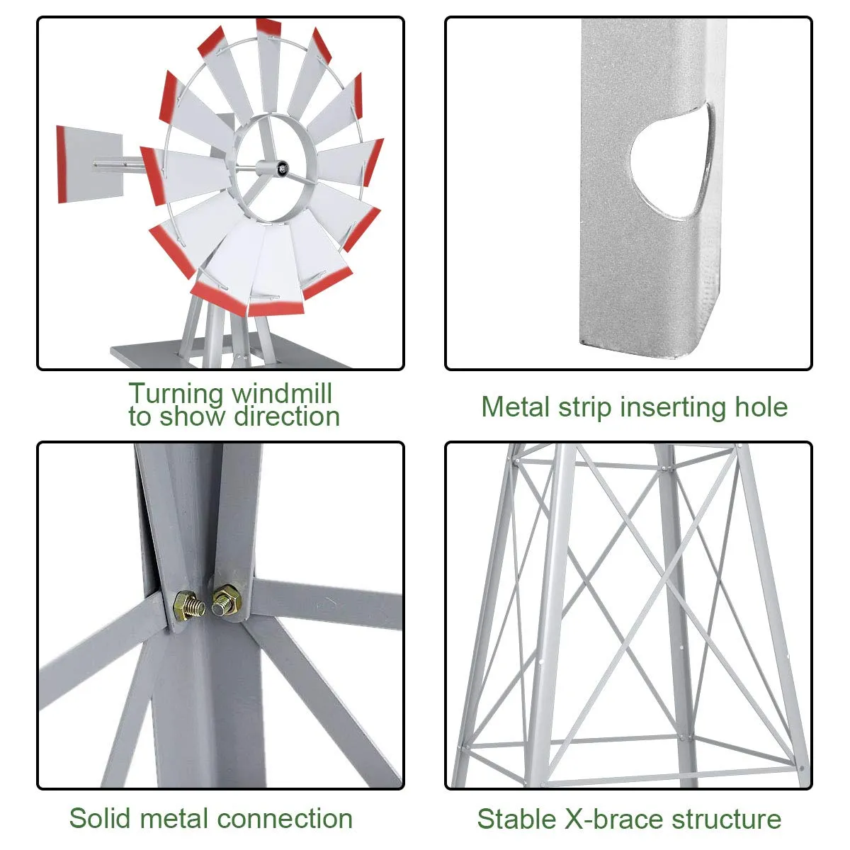 Tangkula 8FT Windmill Yard Garden Metal Ornamental