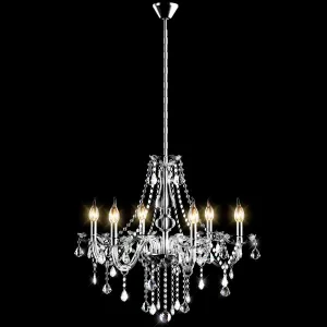 Tangkula Crystal Chandelier, 6 Light Ceiling Lighting Fixture (Transparent)