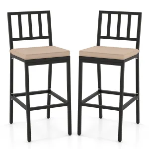 Tangkula Patio Bar Chairs, Heavy-Duty Metal Frame Bar Stools w/Backrest, Indoor Outdoor Barstools