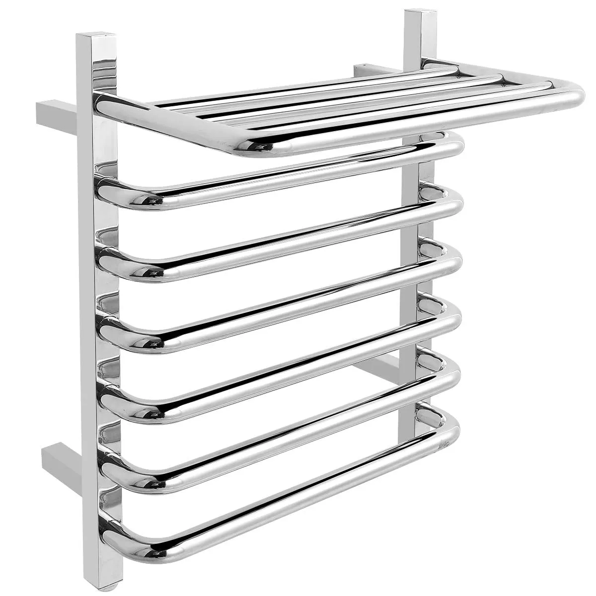 Tangkula Towel Warmer with Top Shelf, 10 Bars Wall Mounted Electric Heated Towel Rail for Bathroom