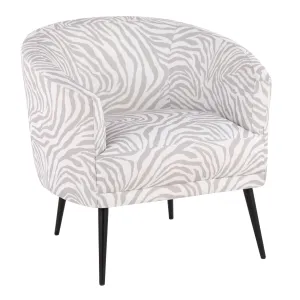 Tania Contemporary/glam Accent Chair in Black Steel and Grey Zebra Fabric by LumiSource