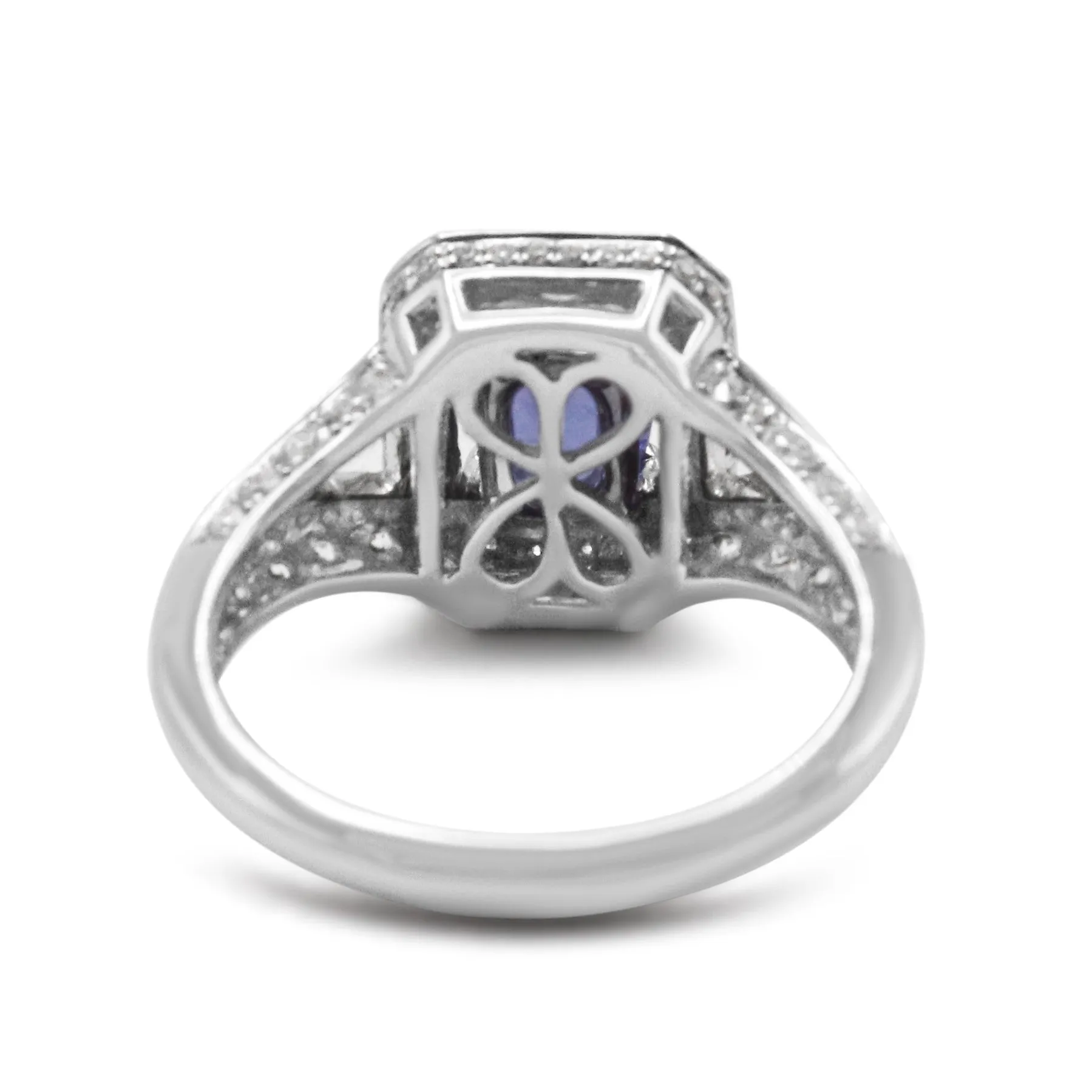 Tanzanite & Diamond Dress Cluster Ring - 18ct White Gold