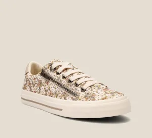 Taos Z Soul Canvas Sneaker in White, Natural Floral & Graphite Available in Wide Widths