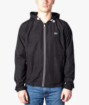 Taped Zip Through Hooded Windbreaker Jacket