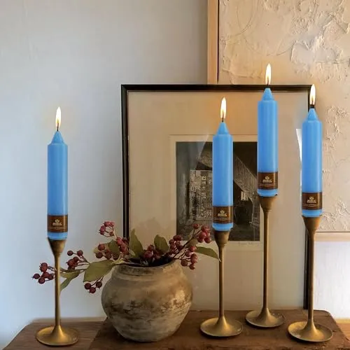 Taper Candle Odorless Candle Blue Candlesticks 7 INCH Short Candle Sticks Unscented Candles Smokeless Candles for Dinner Home Décor Weddings Festive Seasons Holiday