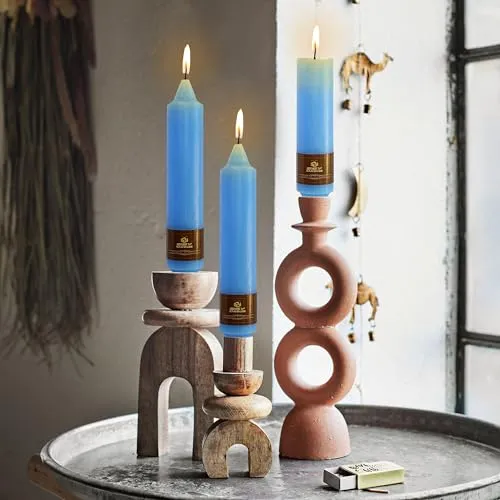 Taper Candle Odorless Candle Blue Candlesticks 7 INCH Short Candle Sticks Unscented Candles Smokeless Candles for Dinner Home Décor Weddings Festive Seasons Holiday